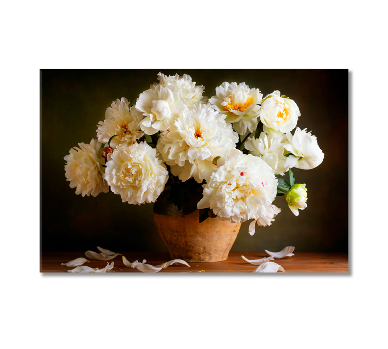 Still Life White Peonies Canvas Print-Canvas Print-CetArt-1 Panel-24x16 inches-CetArt