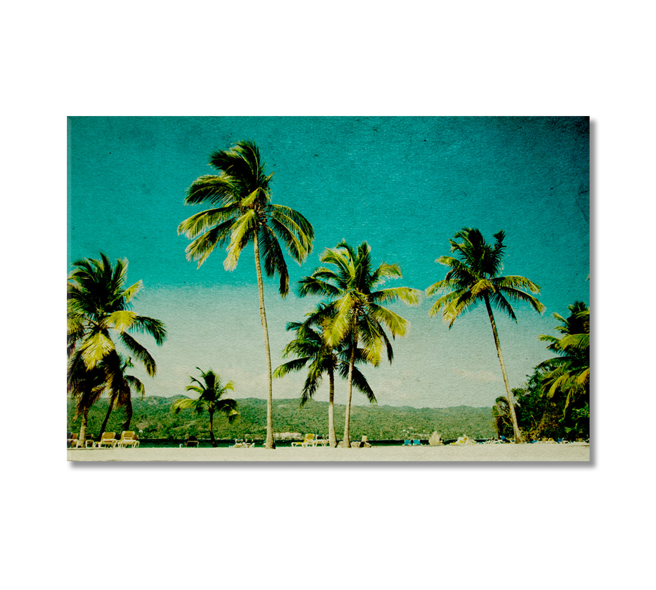 Tropical Beach with Palm Trees Canvas Print-Canvas Print-CetArt-1 Panel-24x16 inches-CetArt