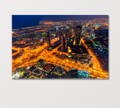 Dubai at Night UAE Canvas Print-Canvas Print-CetArt-1 Panel-24x16 inches-CetArt