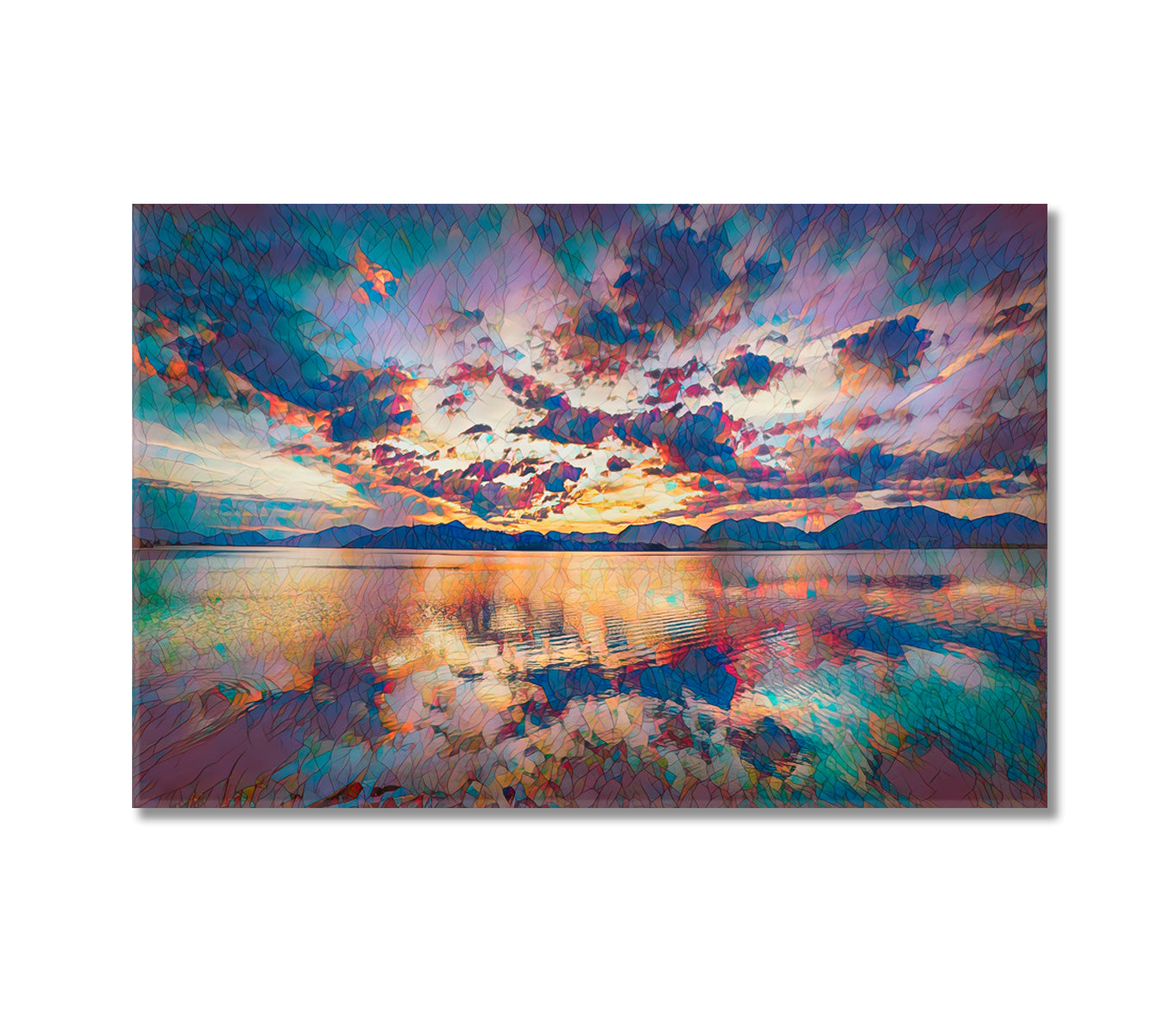 Lake with Beautiful Clouds Landscape Canvas Print-Canvas Print-CetArt-1 Panel-24x16 inches-CetArt