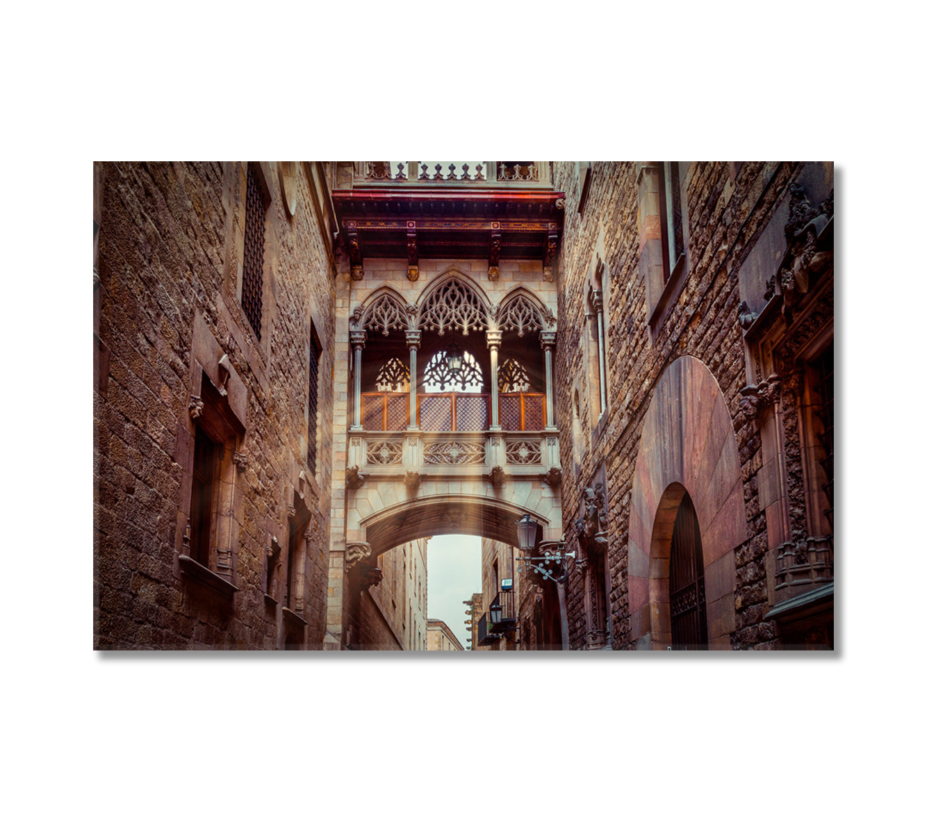 Bridge in Carrer del Bisbe in Barri Gotic Barcelona Catalonia Spain Canvas Print-Canvas Print-CetArt-1 Panel-24x16 inches-CetArt