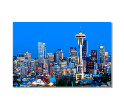 Seattle Skyline at Dusk Washington Canvas Print-Canvas Print-CetArt-1 Panel-24x16 inches-CetArt