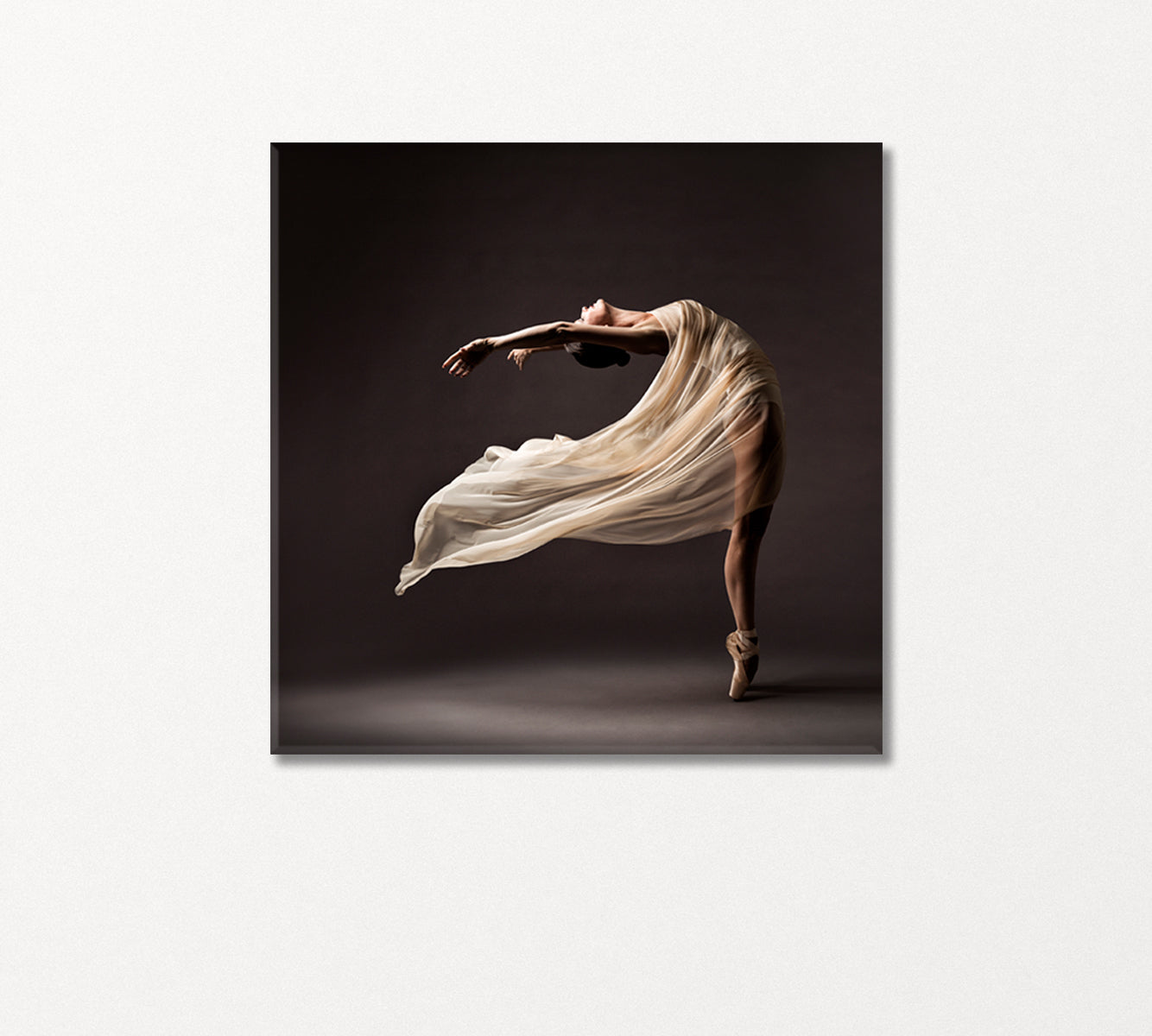 Flexible Ballerina in Delicate Silk Dress and Pointes Canvas Print-Canvas Print-CetArt-1 panel-12x12 inches-CetArt