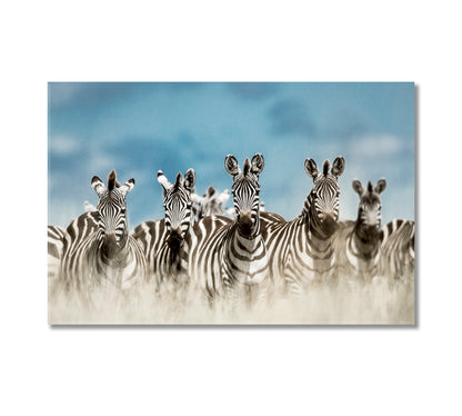 Zebra Herd in Savannah Serengeti Africa Canvas Print-Canvas Print-CetArt-1 Panel-24x16 inches-CetArt