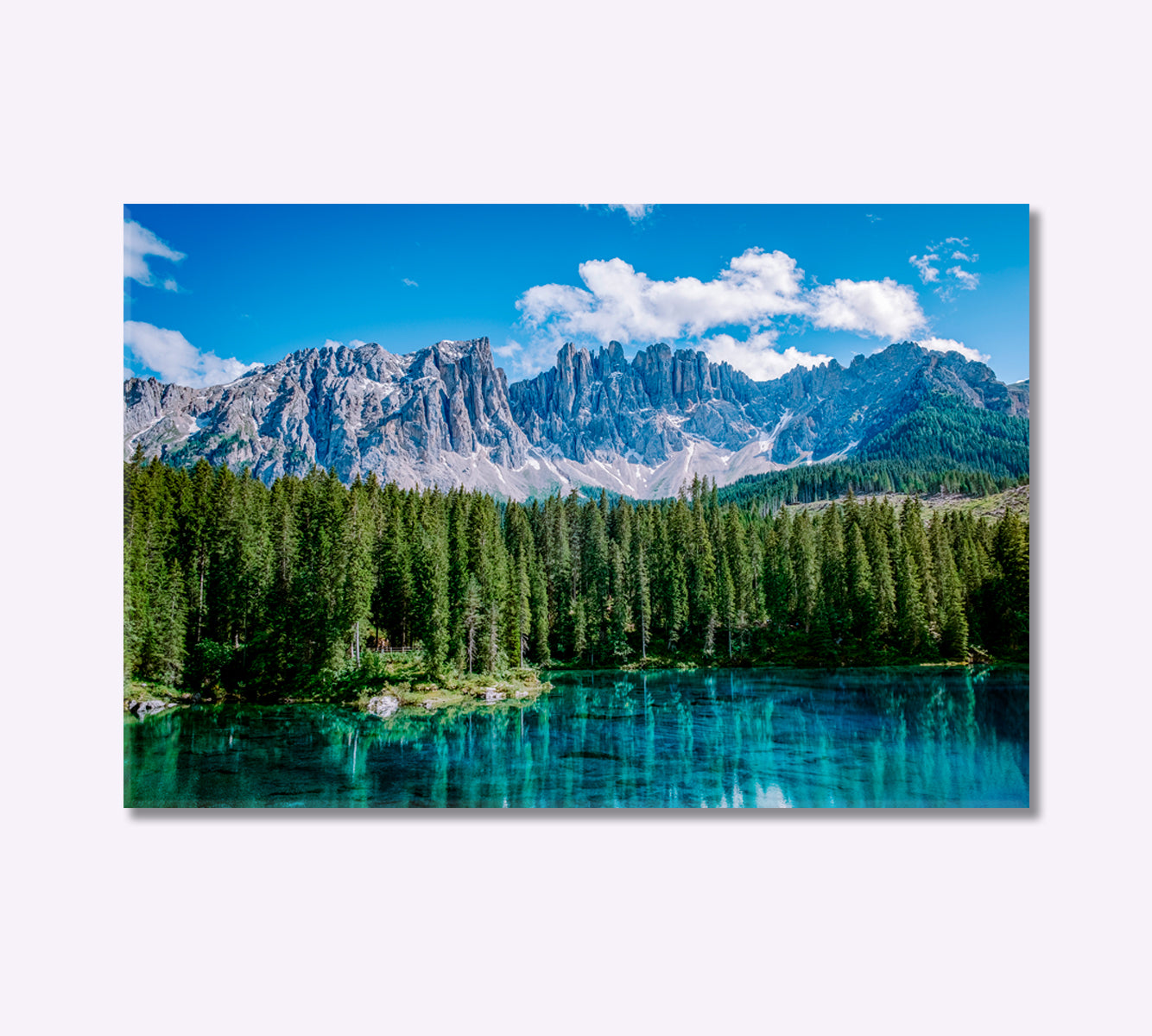 Crystal Blue Lake in Dolomites Italy Canvas Print-Canvas Print-CetArt-1 Panel-24x16 inches-CetArt