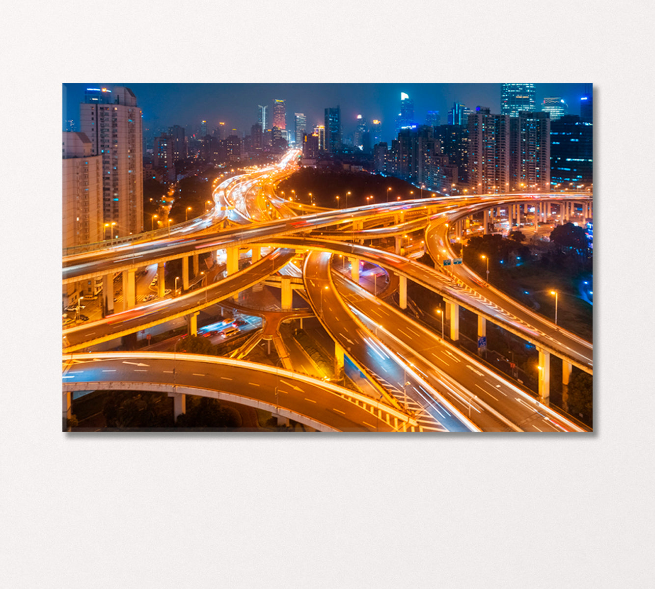 Shanghai Night Highway Canvas Print-Canvas Print-CetArt-1 Panel-24x16 inches-CetArt