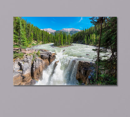 Waterfall in Jasper National Park Canada Canvas Print-Canvas Print-CetArt-1 Panel-24x16 inches-CetArt