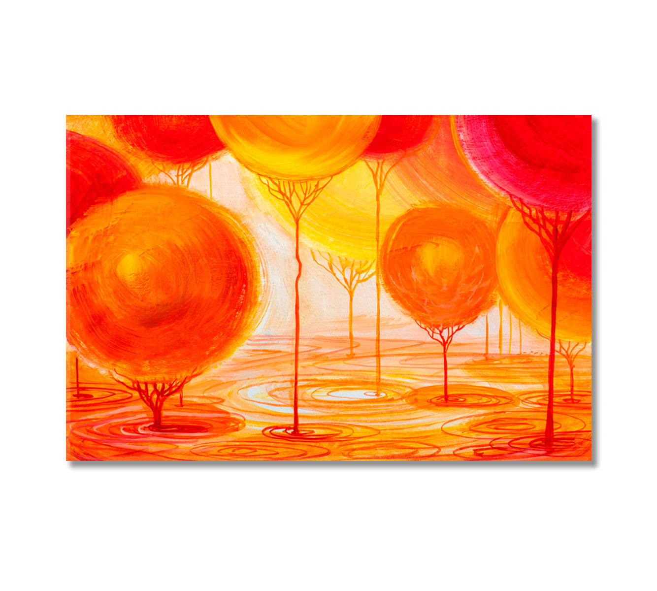 Abstract Bright Orange Trees Canvas Print-Canvas Print-CetArt-1 Panel-24x16 inches-CetArt