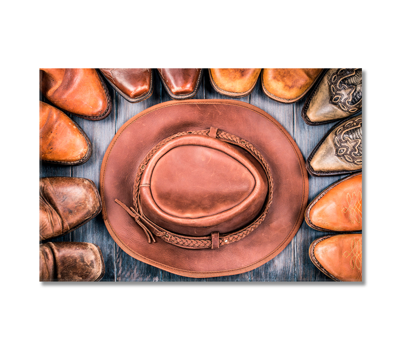 Cowboy Hat and Cowboy Boots Wild West Canvas Print-CetArt-1 Panel-24x16 inches-CetArt