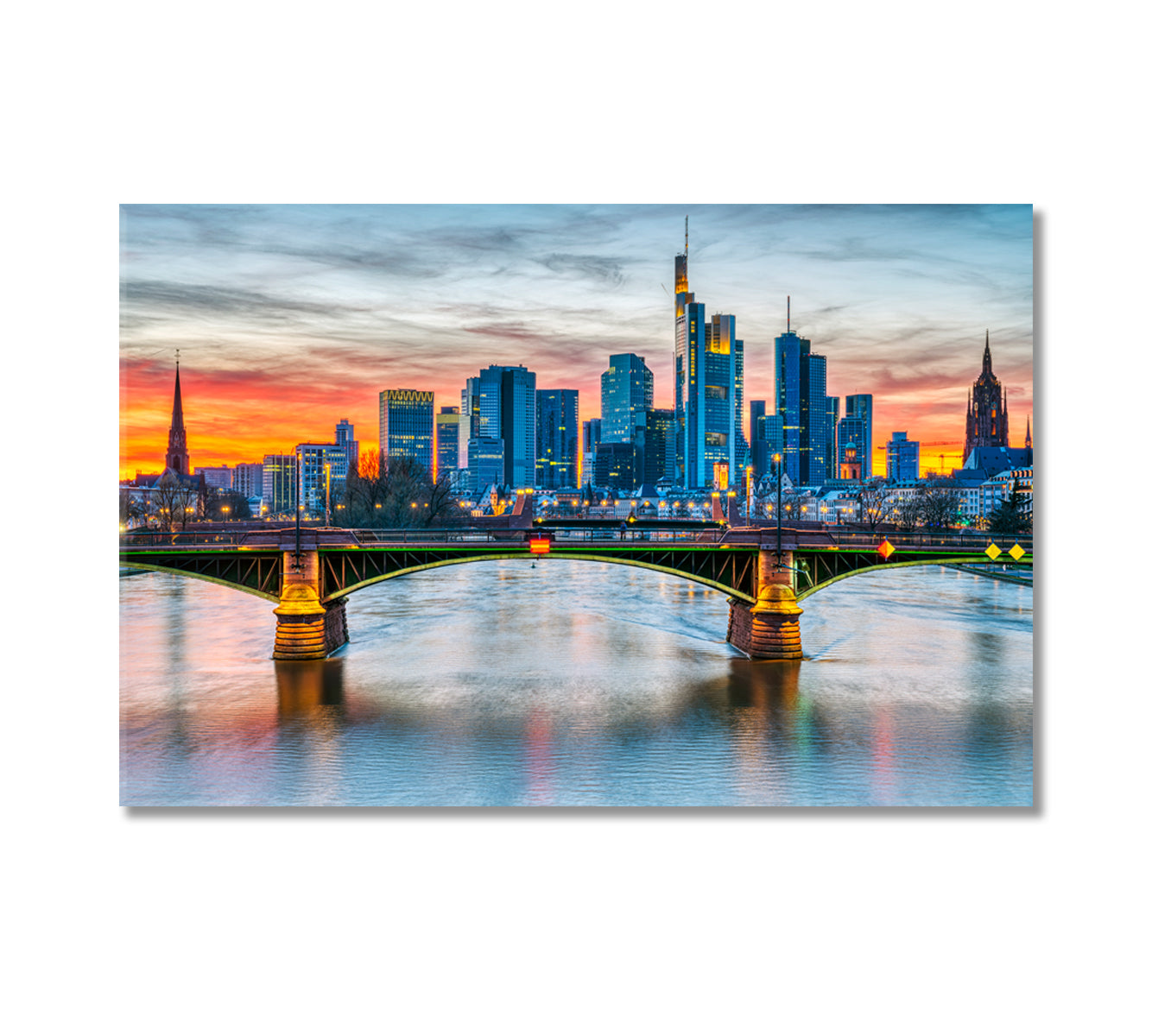 Frankfurt Skyscrapers and Main River Germany Canvas Print-Canvas Print-CetArt-1 Panel-24x16 inches-CetArt