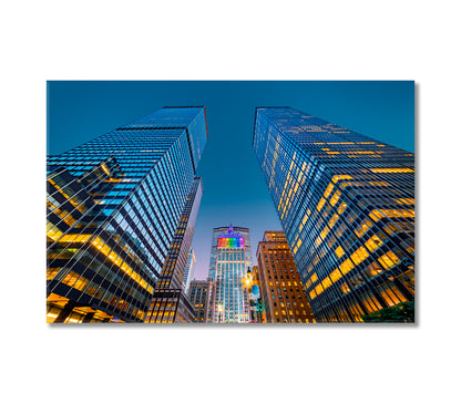 New York Skyscrapers at Dusk Canvas Print-Canvas Print-CetArt-1 Panel-24x16 inches-CetArt