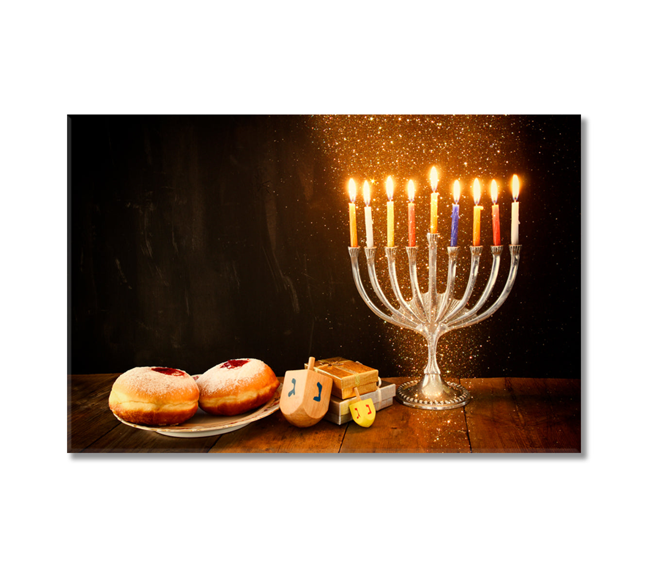 Hanukkah Menorahs Canvas Print-Canvas Print-CetArt-1 Panel-24x16 inches-CetArt