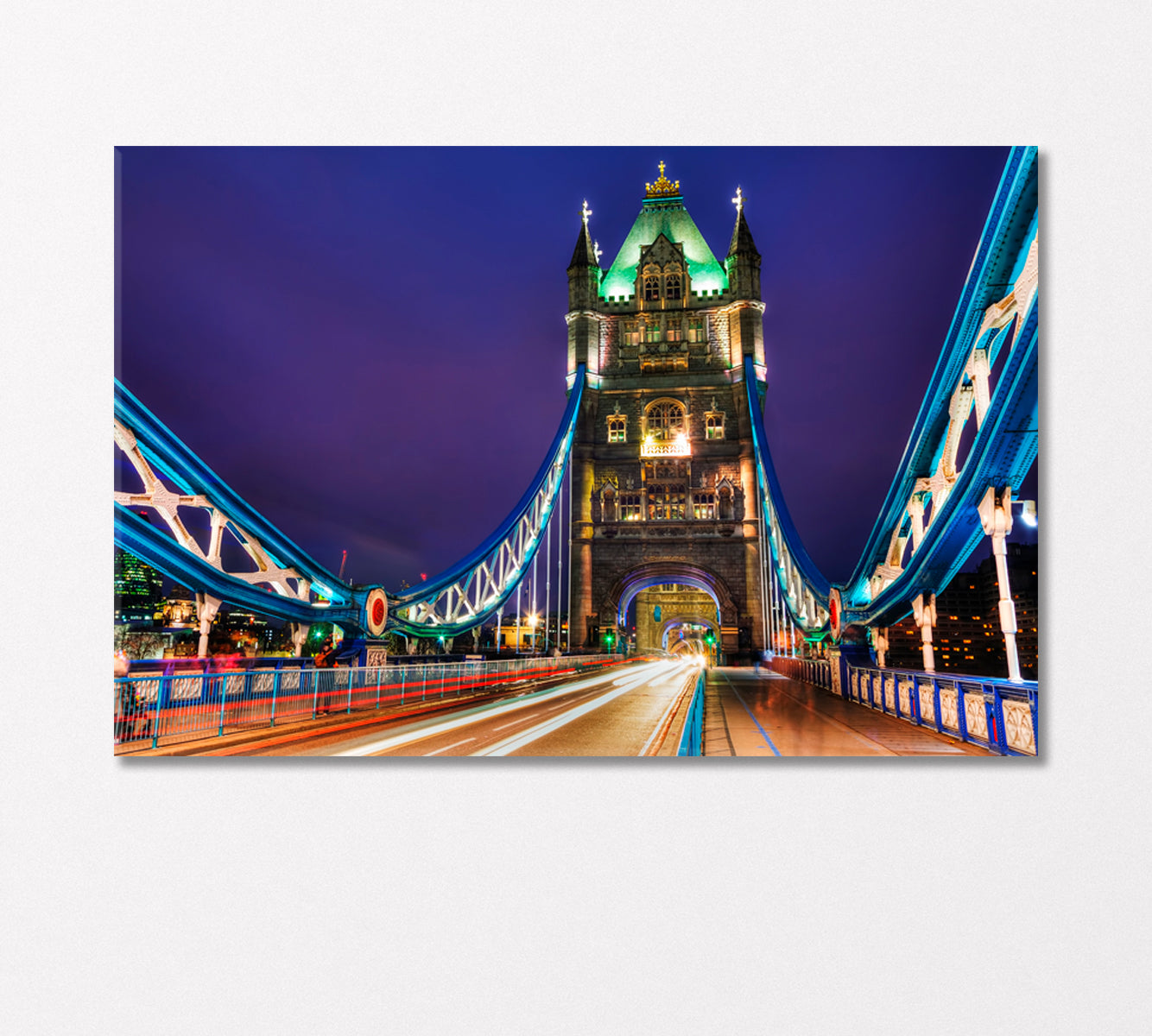 Tower Bridge at Night Time London Great Britain Canvas Print-Canvas Print-CetArt-1 Panel-24x16 inches-CetArt