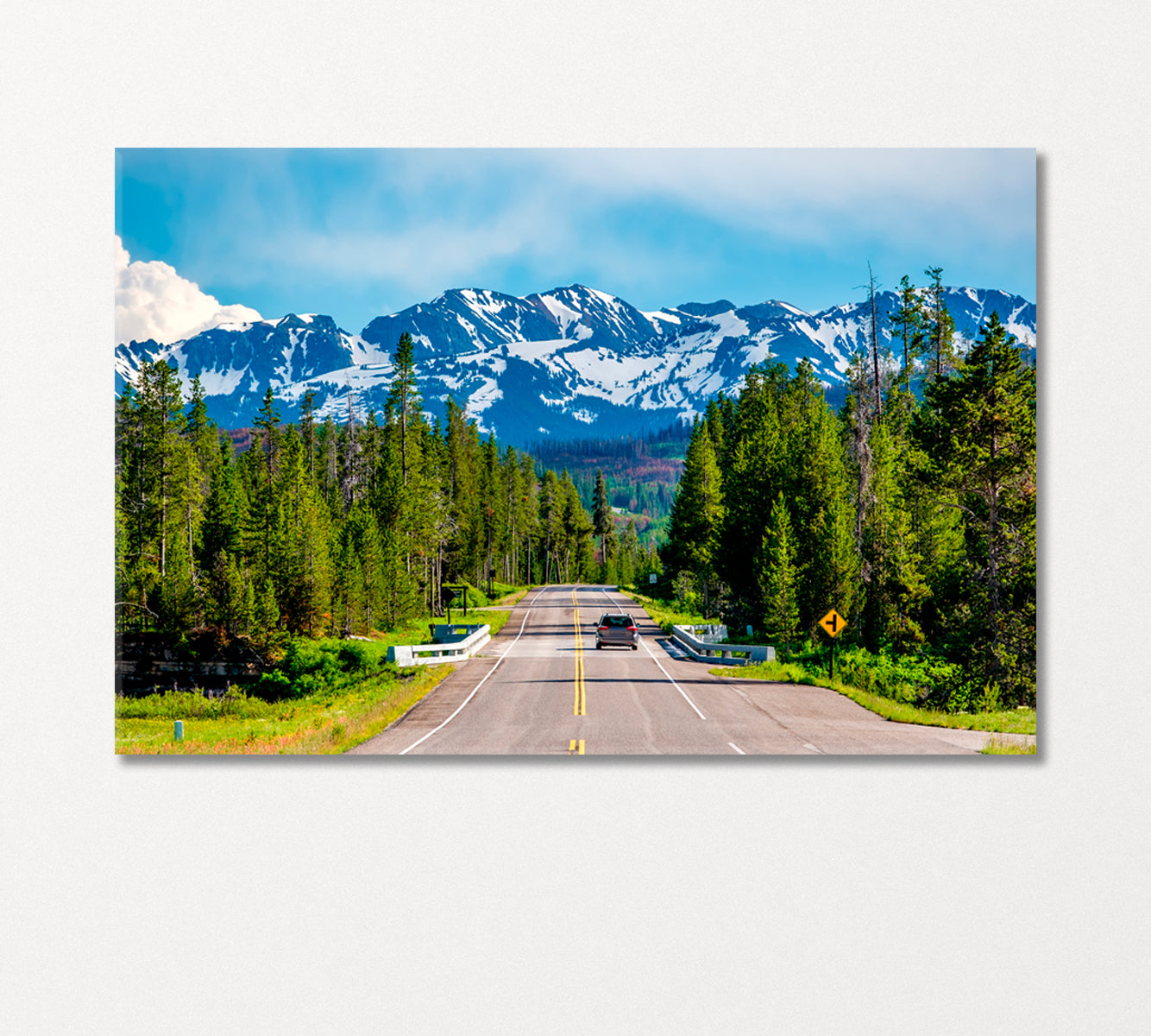 Road in Yellowstone National Park Wyoming USA Canvas Print-Canvas Print-CetArt-1 Panel-24x16 inches-CetArt