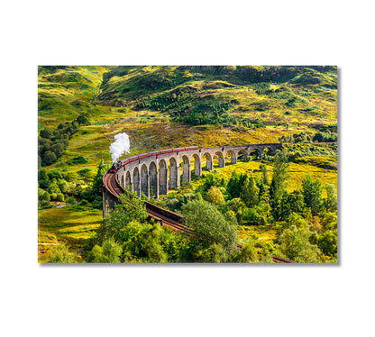 Glenfinnan Viaduct with Jacobite Steam Train Scotland Canvas Print-Canvas Print-CetArt-1 Panel-24x16 inches-CetArt