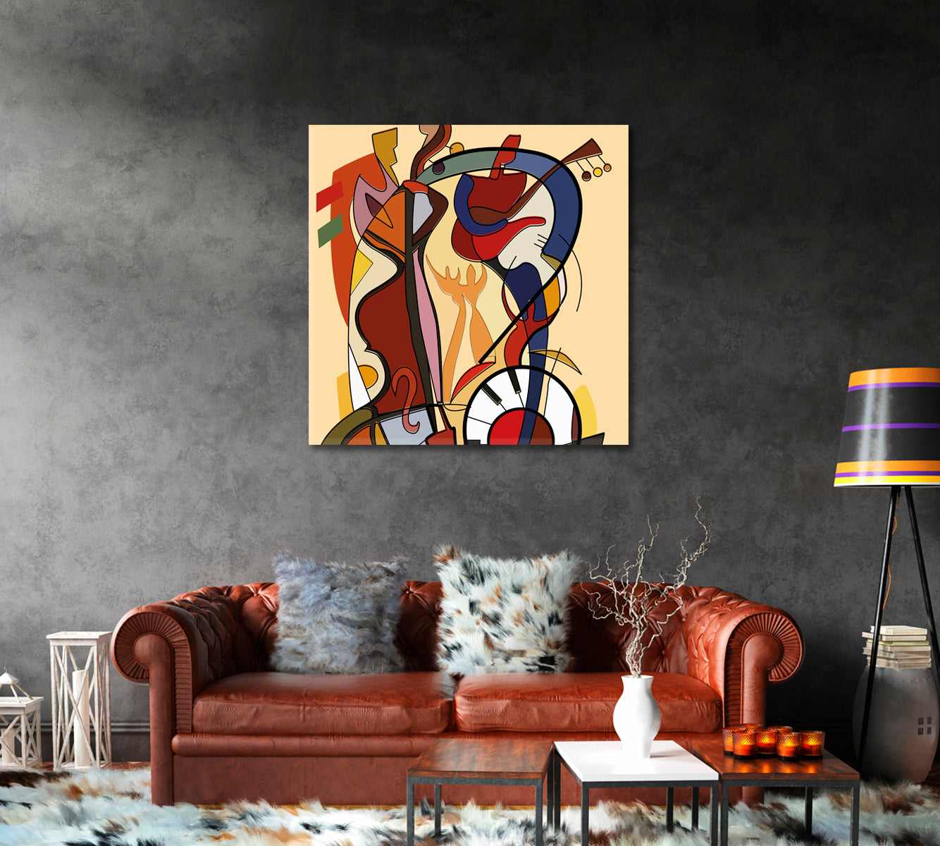 Jazz Music Abstract Art Canvas Print-Canvas Print-CetArt-1 panel-12x12 inches-CetArt