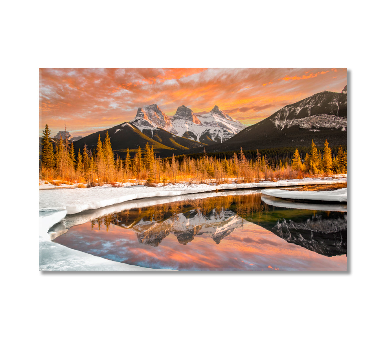 Three Sisters Mountains Landscape Alberta Canada Canvas Print-Canvas Print-CetArt-1 Panel-24x16 inches-CetArt