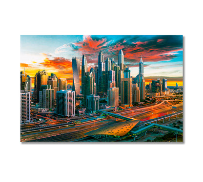 Dubai Marina Cityscape United Arab Emirates Canvas Print-Canvas Print-CetArt-1 Panel-24x16 inches-CetArt