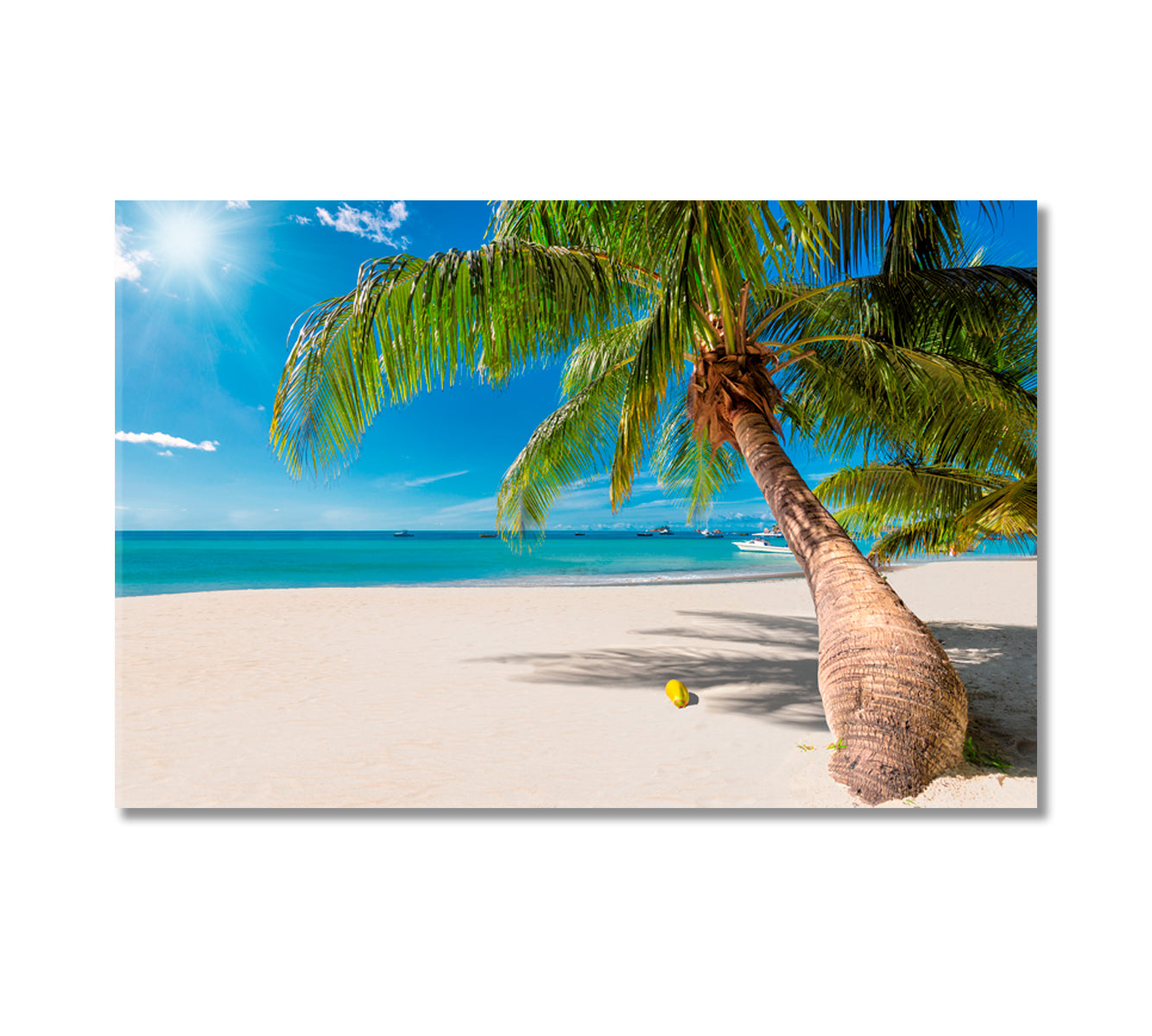 Seychelles White Sand Beach with Coconut Palm Tree Canvas Print-Canvas Print-CetArt-1 Panel-24x16 inches-CetArt