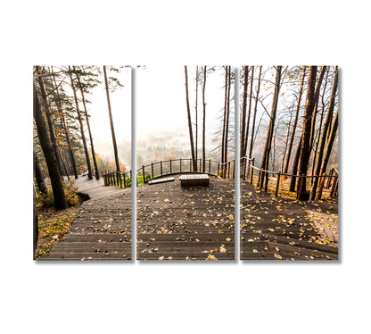 Puckoriai Rocky Outcrop with Autumn Forests Vilnius Lithuania Canvas Print-Canvas Print-CetArt-3 Panels-36x24 inches-CetArt