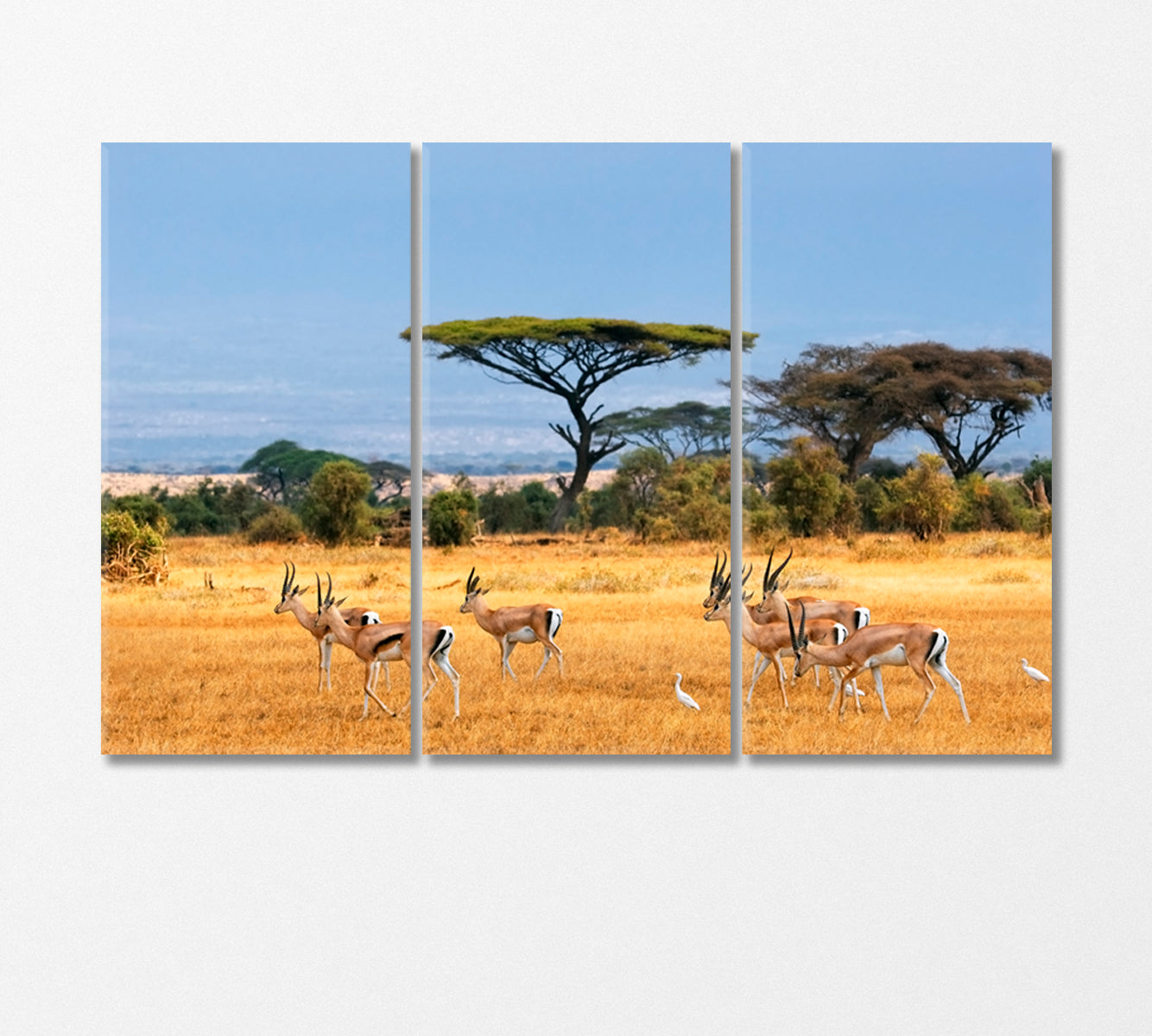 African Landscape with Gazelles Kenya Canvas Print-Canvas Print-CetArt-3 Panels-36x24 inches-CetArt