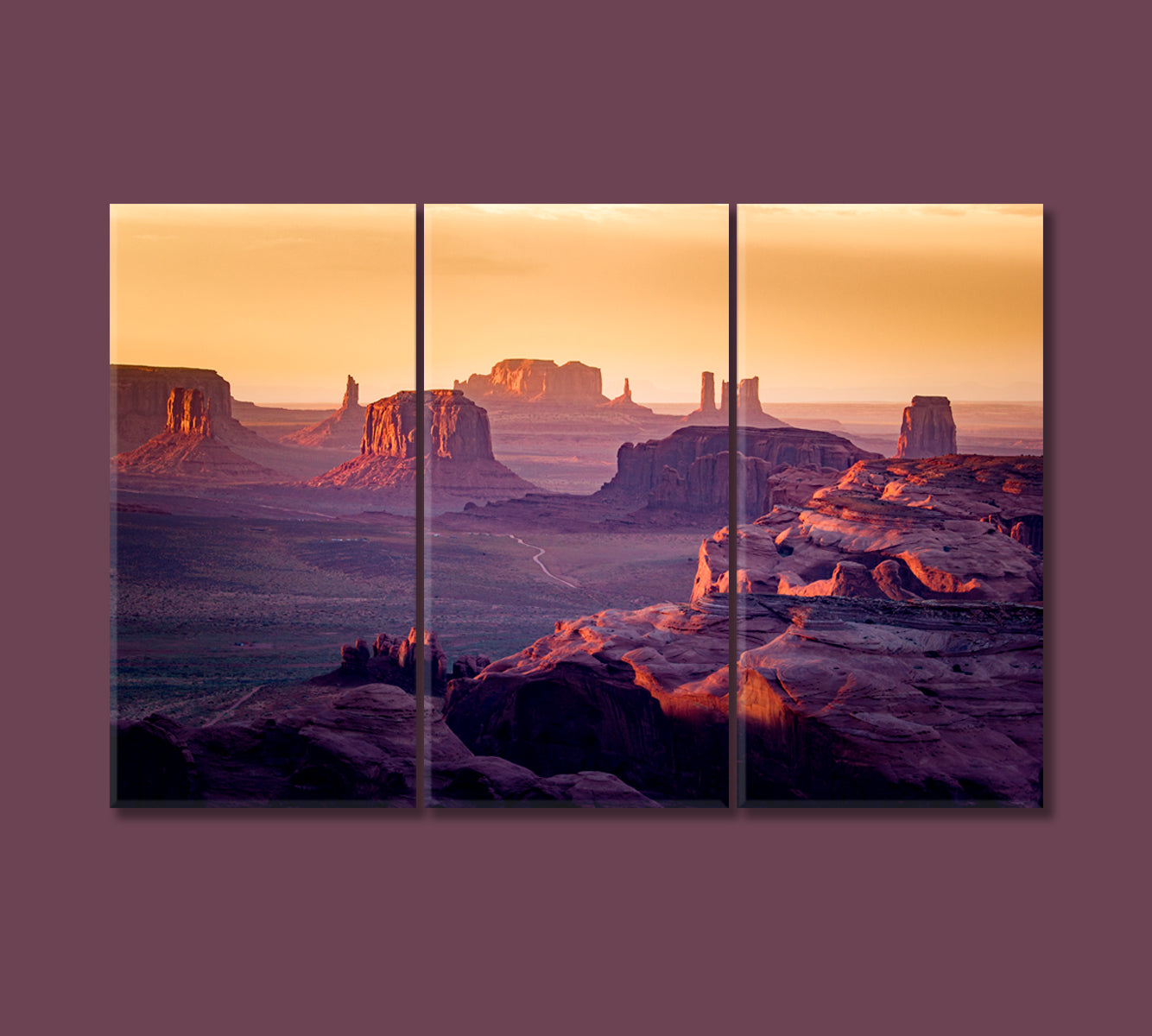 Panorama of Monument Valley Arizona USA Canvas Print-Canvas Print-CetArt-3 Panels-36x24 inches-CetArt