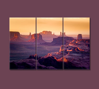 Panorama of Monument Valley Arizona USA Canvas Print-Canvas Print-CetArt-3 Panels-36x24 inches-CetArt