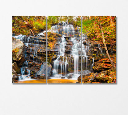 Issaqueena Falls During Autumn Season USA Canvas Print-Canvas Print-CetArt-3 Panels-36x24 inches-CetArt