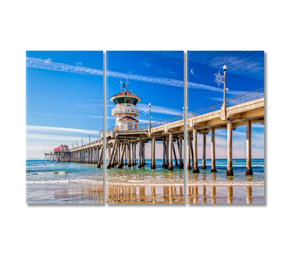 Huntington Beach Pier California Canvas Print-Canvas Print-CetArt-3 Panels-36x24 inches-CetArt