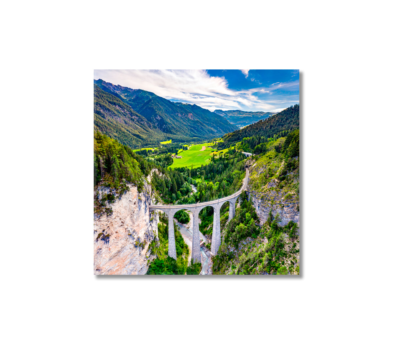 Landwasser Viaduct Swiss Alps Canvas Print-Canvas Print-CetArt-1 panel-12x12 inches-CetArt