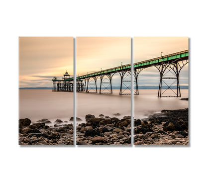 Clevedon Pier in England Canvas Print-Canvas Print-CetArt-3 Panels-36x24 inches-CetArt