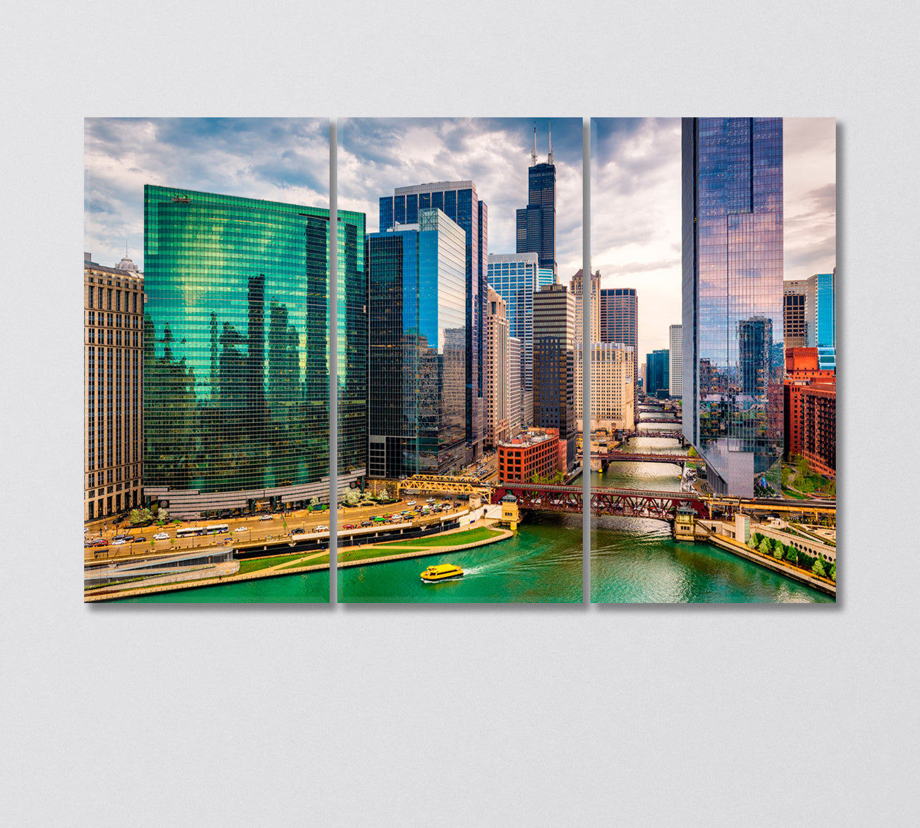 Chicago United States Canvas Print-Canvas Print-CetArt-3 Panels-36x24 inches-CetArt