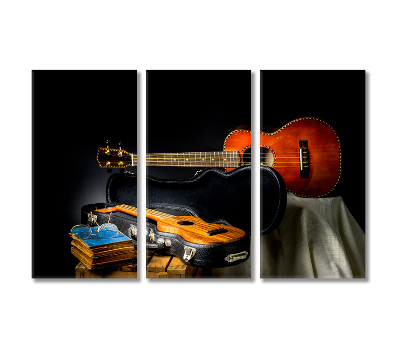 Still Life Classic Ukulele in Case Canvas Print-Canvas Print-CetArt-3 Panels-36x24 inches-CetArt