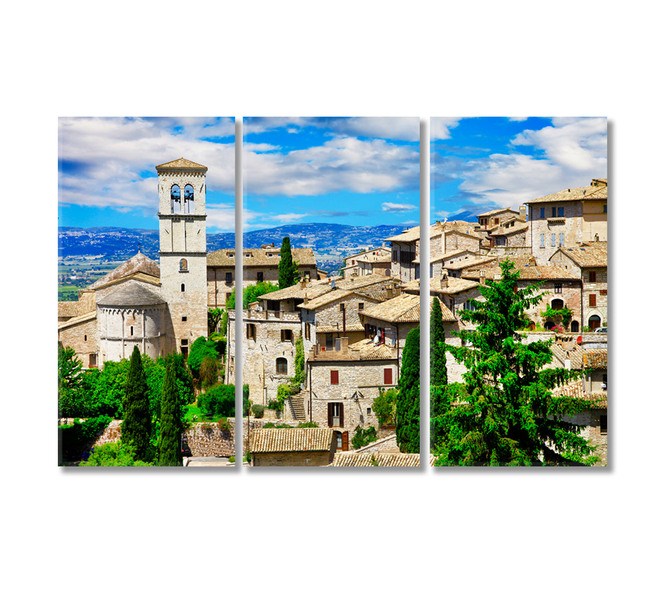 Famous Basilica of St Francis Assisi Italy Canvas Print-Canvas Print-CetArt-3 Panels-36x24 inches-CetArt