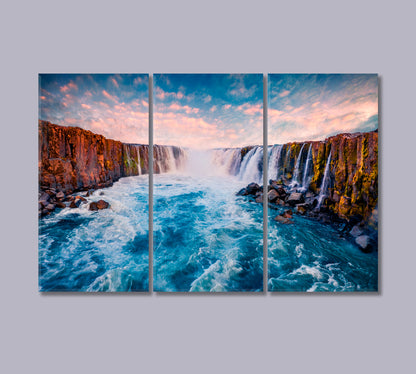 Selfoss Waterfall in Jokulsargljufur National Park Iceland Canvas Print-Canvas Print-CetArt-3 Panels-36x24 inches-CetArt