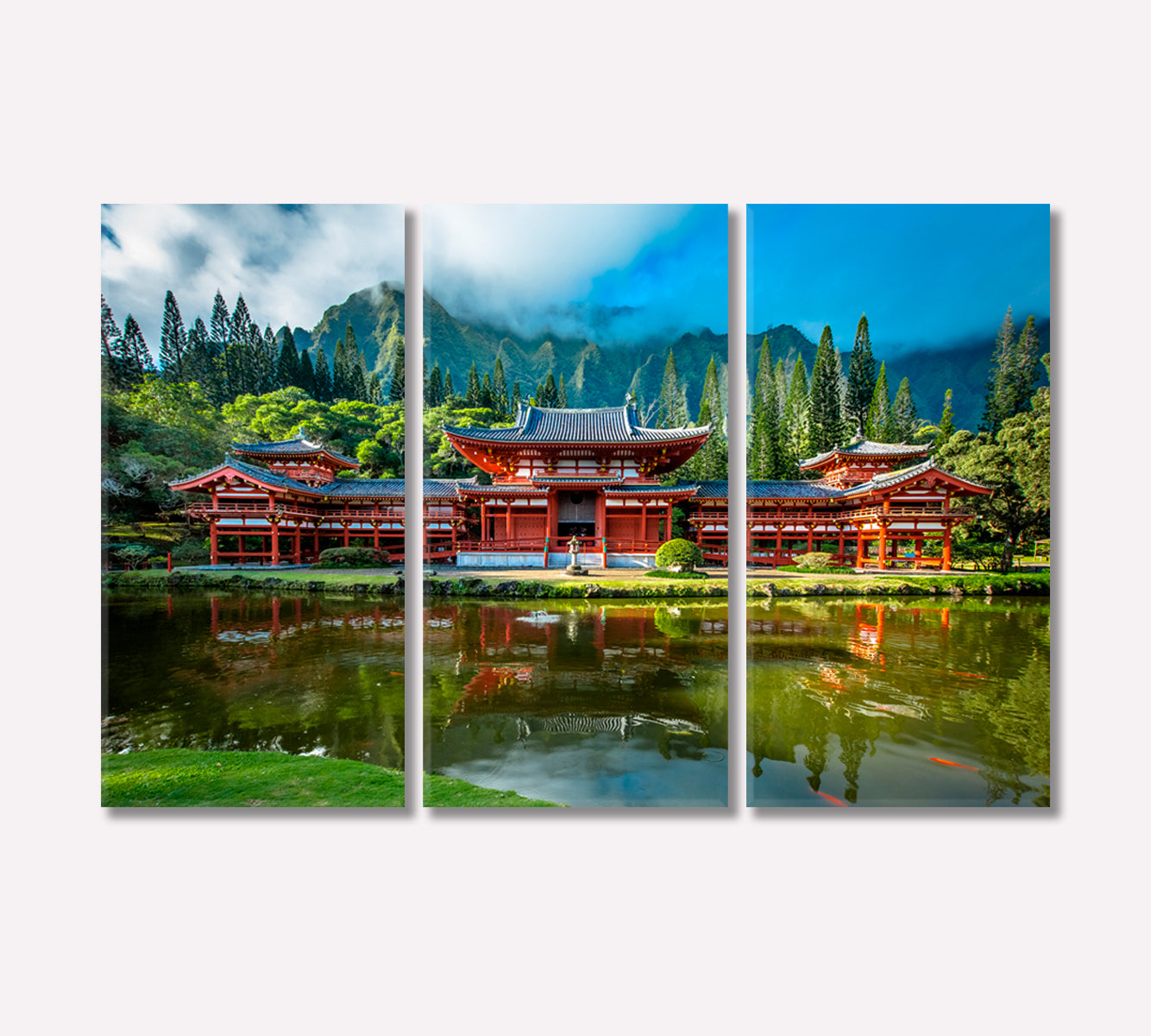 Bedo In Temple at Uji City Japan Canvas Print-Canvas Print-CetArt-3 Panels-36x24 inches-CetArt