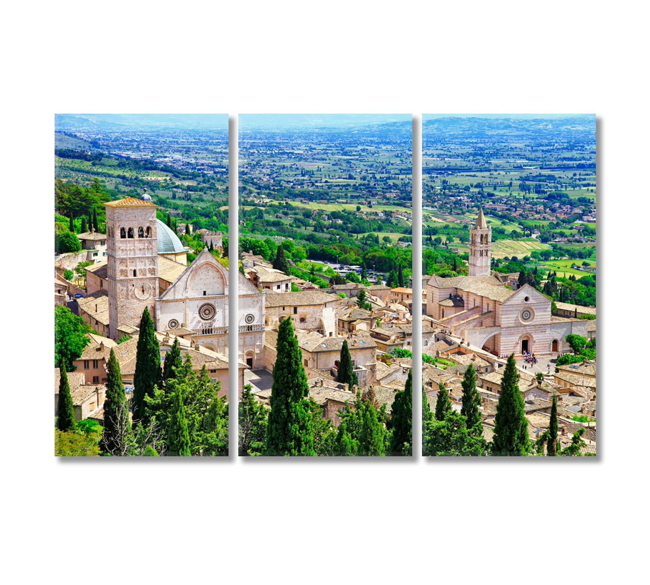 Medieval Assisi Town Umbria Italy Canvas Print-Canvas Print-CetArt-3 Panels-36x24 inches-CetArt