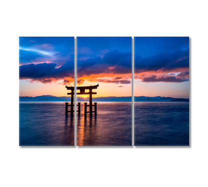 Torii Gate on Lake Biwa in Japan Canvas Print-Canvas Print-CetArt-3 Panels-36x24 inches-CetArt