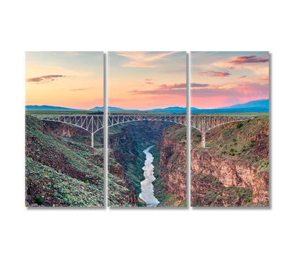 Rio Grande Gorge Bridge New Mexico USA Canvas Print-Canvas Print-CetArt-3 Panels-36x24 inches-CetArt