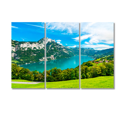 Walensee Lake Switzerland Landscape Canvas Print-Canvas Print-CetArt-3 Panels-36x24 inches-CetArt