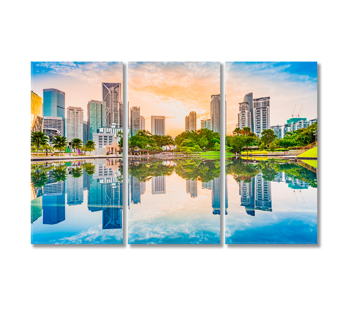 Kuala Lumpur Skyline Malaysia Canvas Print-Canvas Print-CetArt-3 Panels-36x24 inches-CetArt