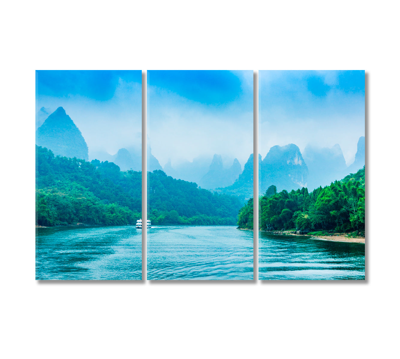 Mountain Landscape with River China Canvas Print-Canvas Print-CetArt-3 Panels-36x24 inches-CetArt