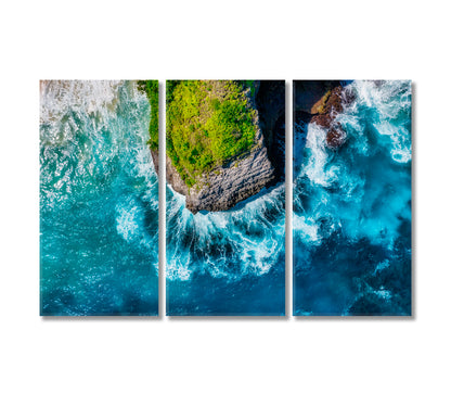 Summer Seascape Waves and Rocks Bali Island Indonesia Canvas Print-Canvas Print-CetArt-3 Panels-36x24 inches-CetArt