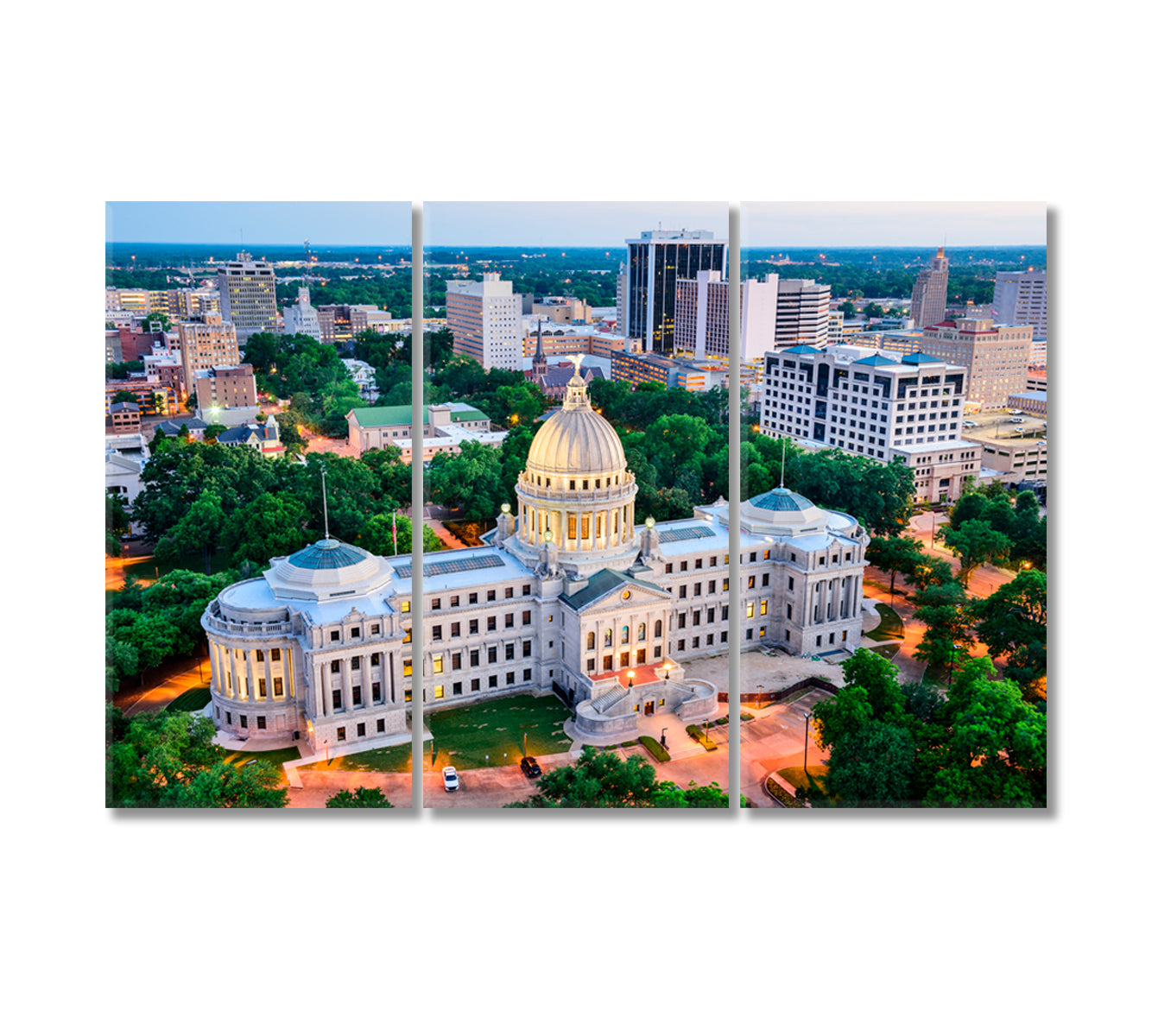 Mississippi State Capitol United State Canvas Print-Canvas Print-CetArt-3 Panels-36x24 inches-CetArt