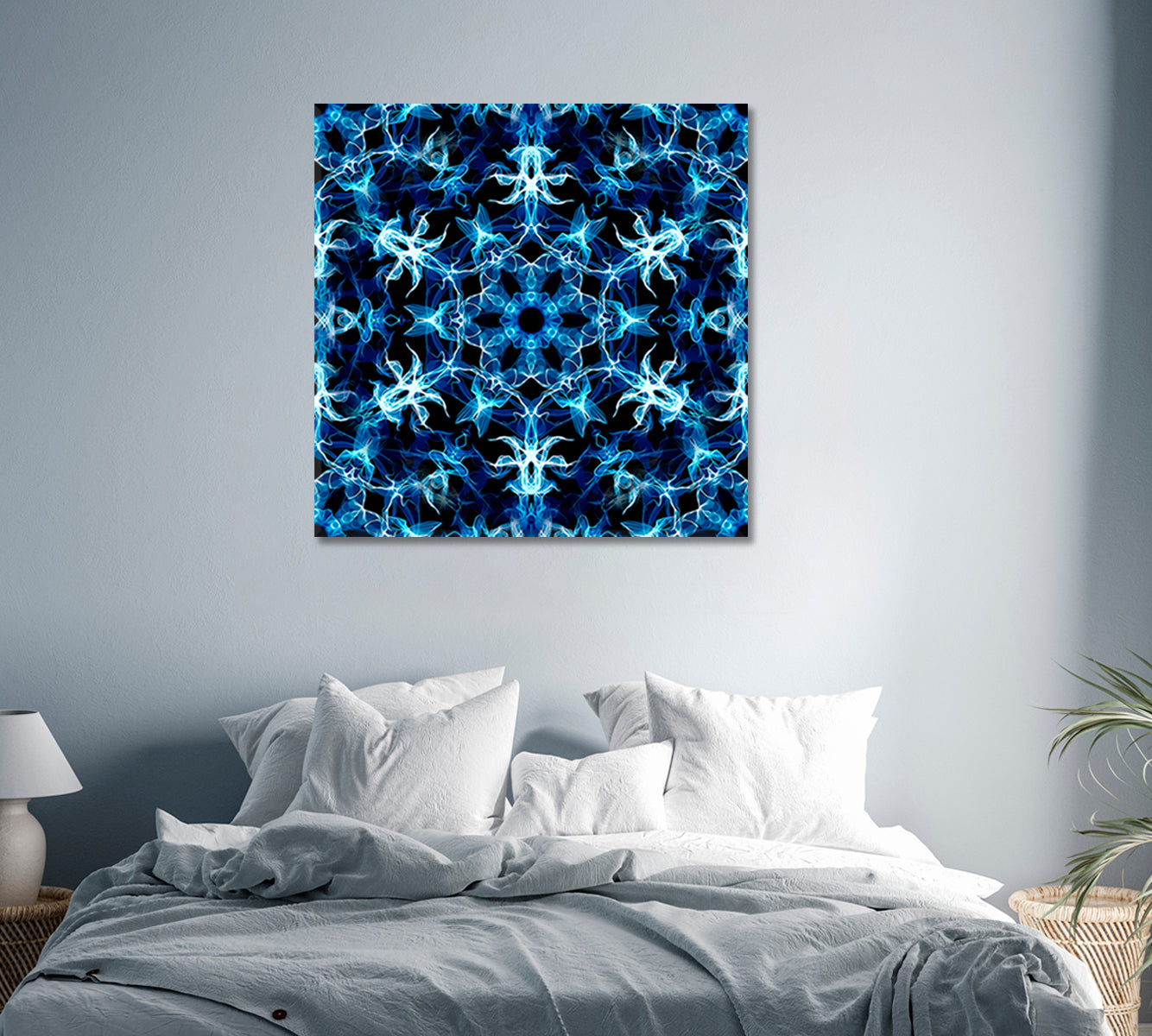 Abstract Blue Kaleidoscope Pattern Canvas Print-Canvas Print-CetArt-1 panel-12x12 inches-CetArt