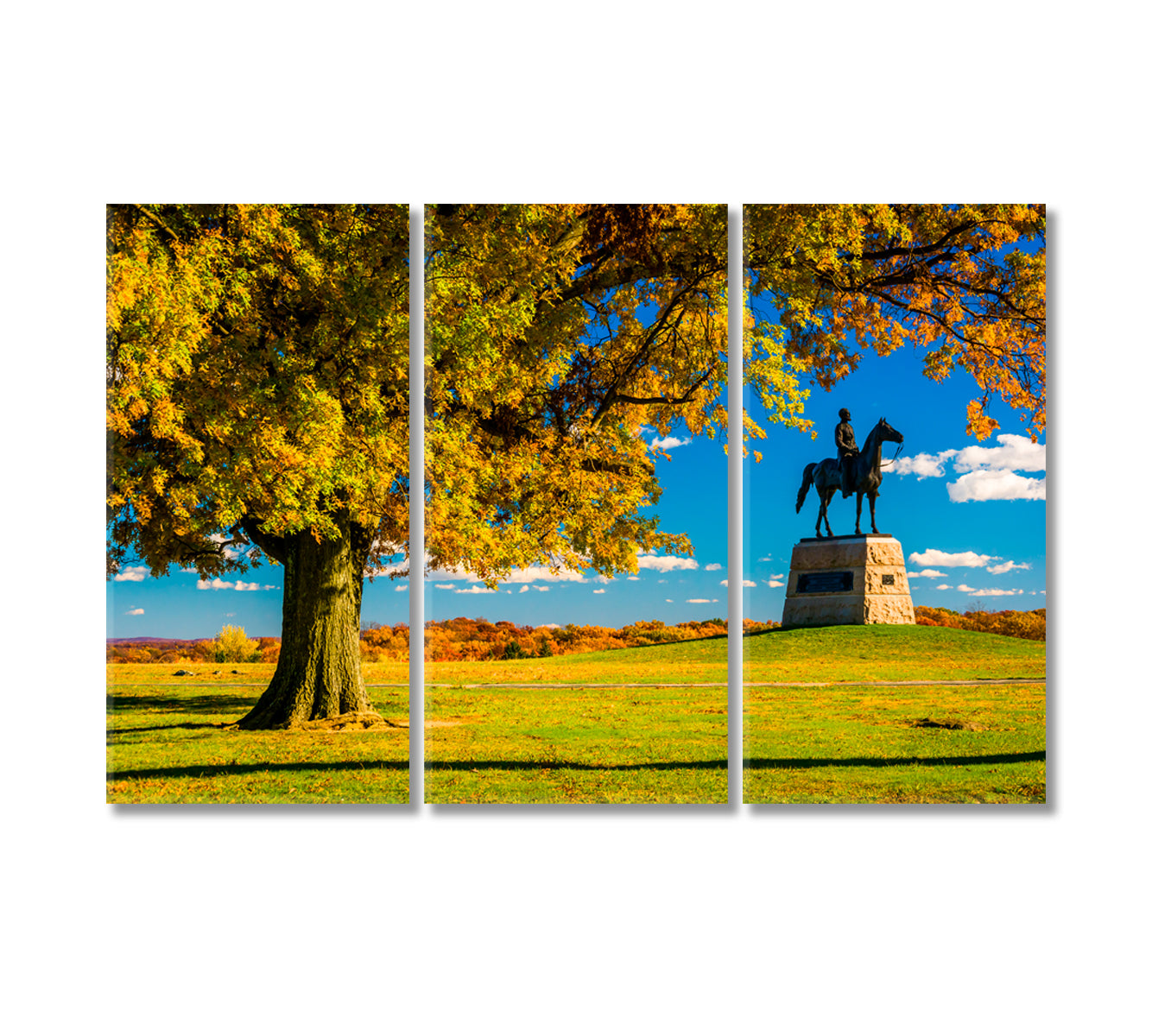 Statue on Gettysburg Battlefield Pennsylvania Canvas Print-Canvas Print-CetArt-3 Panels-36x24 inches-CetArt