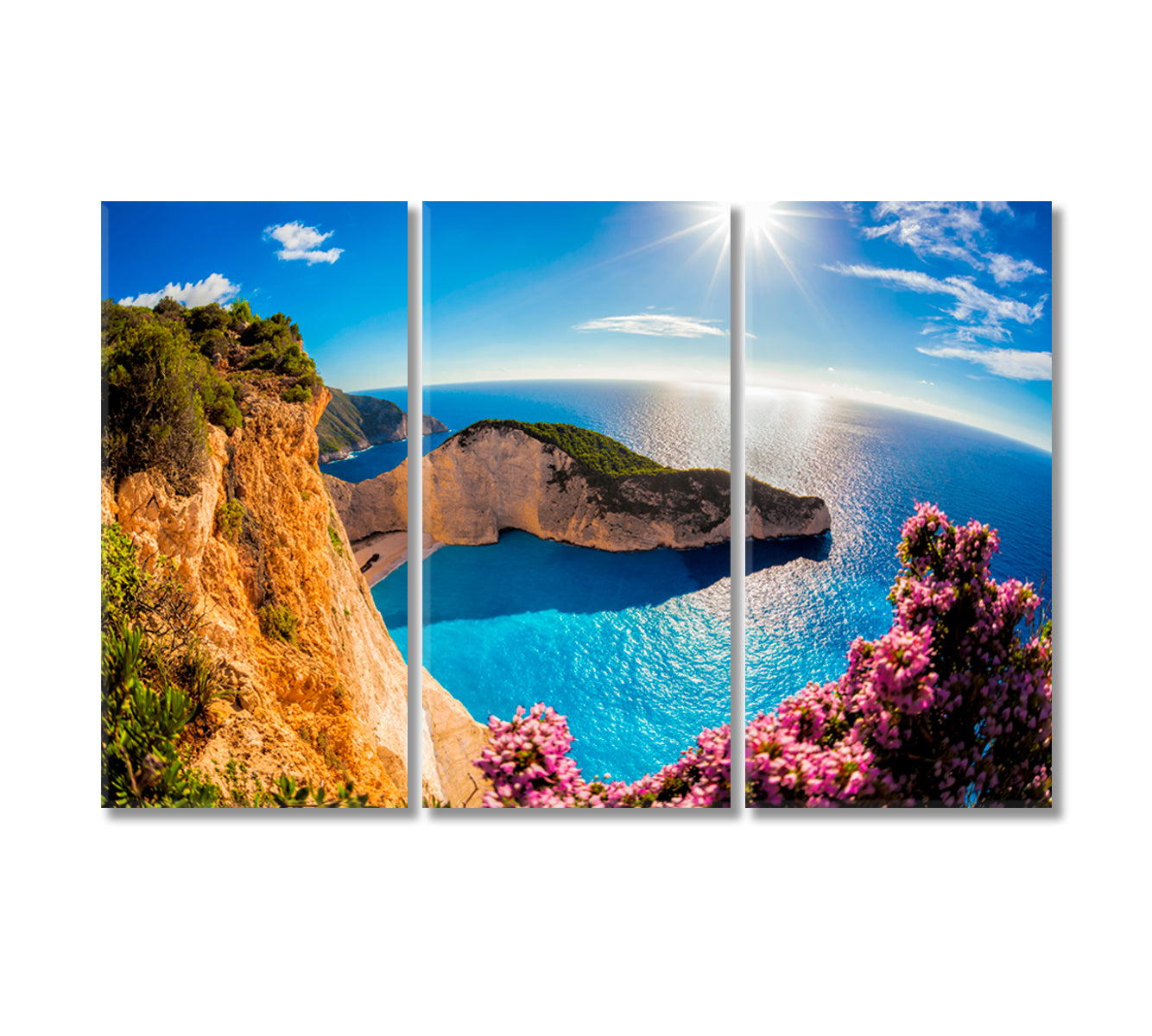 Blue Lagoon of Navagio Beach Zakynthos Island Greece Canvas Print-Canvas Print-CetArt-3 Panels-36x24 inches-CetArt