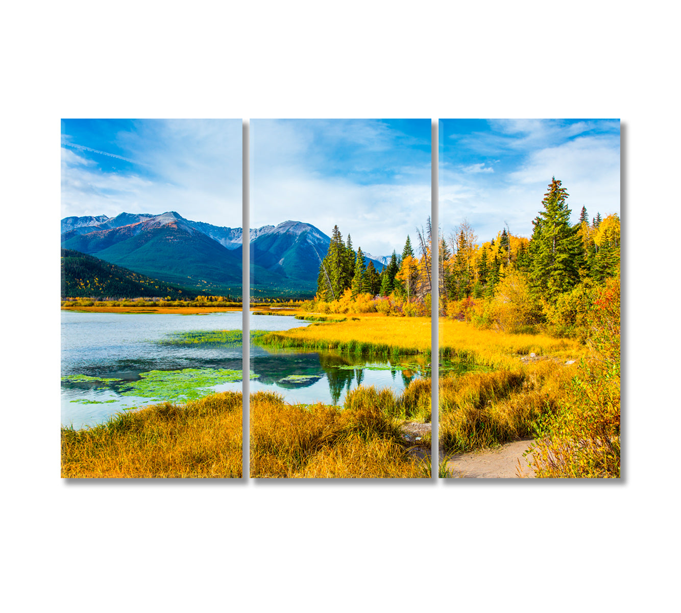 Rocky Mountains of Canada with Lake Vermilion Canvas Print-Canvas Print-CetArt-3 Panels-36x24 inches-CetArt