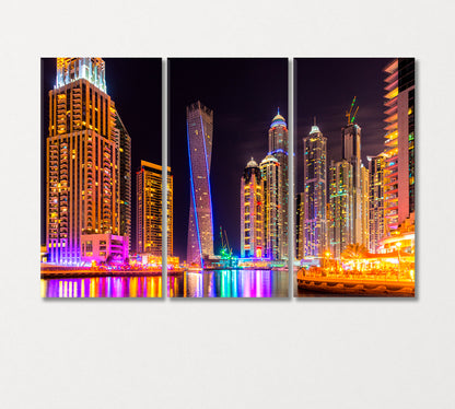 Skyscrapers in Dubai Marina UAE Canvas Print-Canvas Print-CetArt-3 Panels-36x24 inches-CetArt