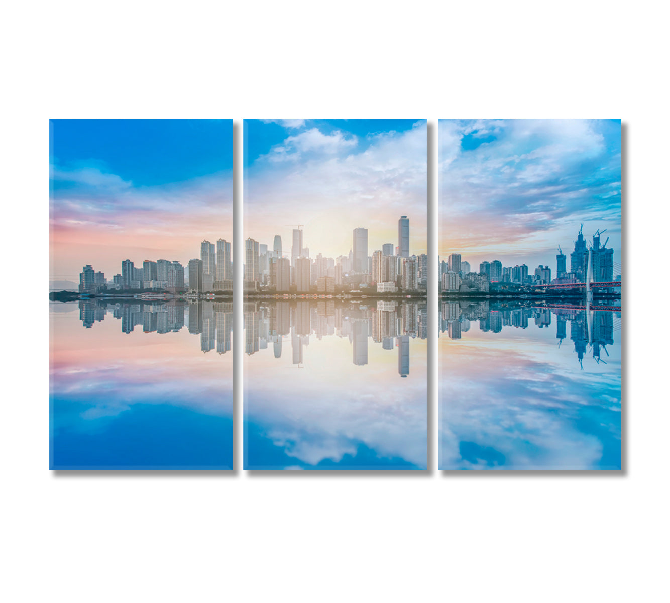 Urban City Skyline Canvas Print-Canvas Print-CetArt-3 Panels-36x24 inches-CetArt